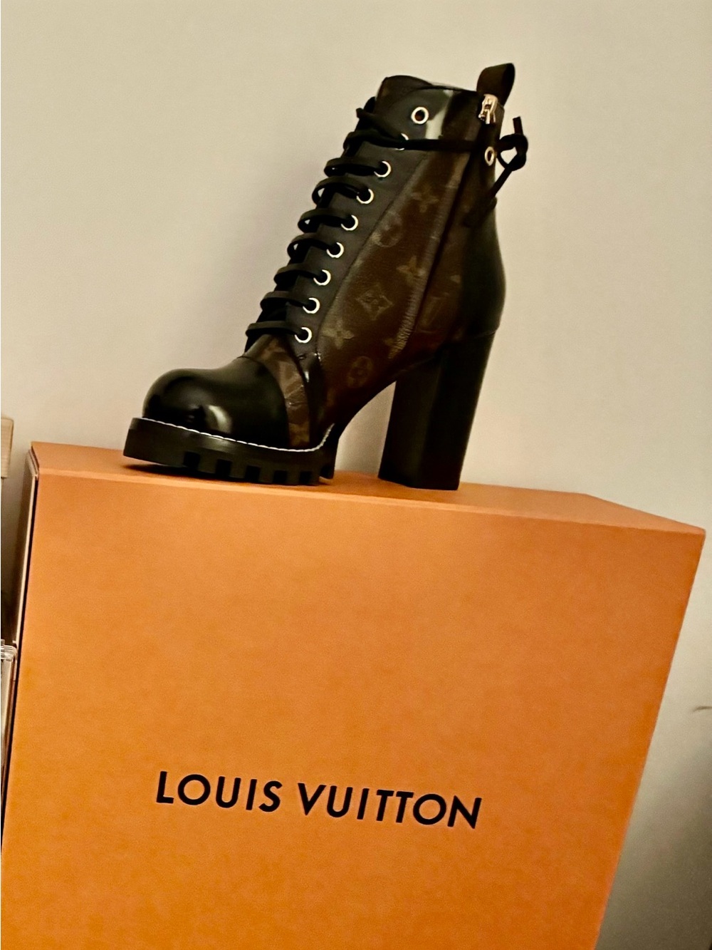 Louis Vuitton Black Monogram Lace-Up Platform Boot - Picture 1 of 2